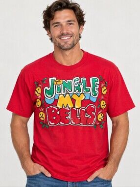 Vintage 1990s Jingle My Bells Funny Christmas Parody T-Shirt Size L USA Made